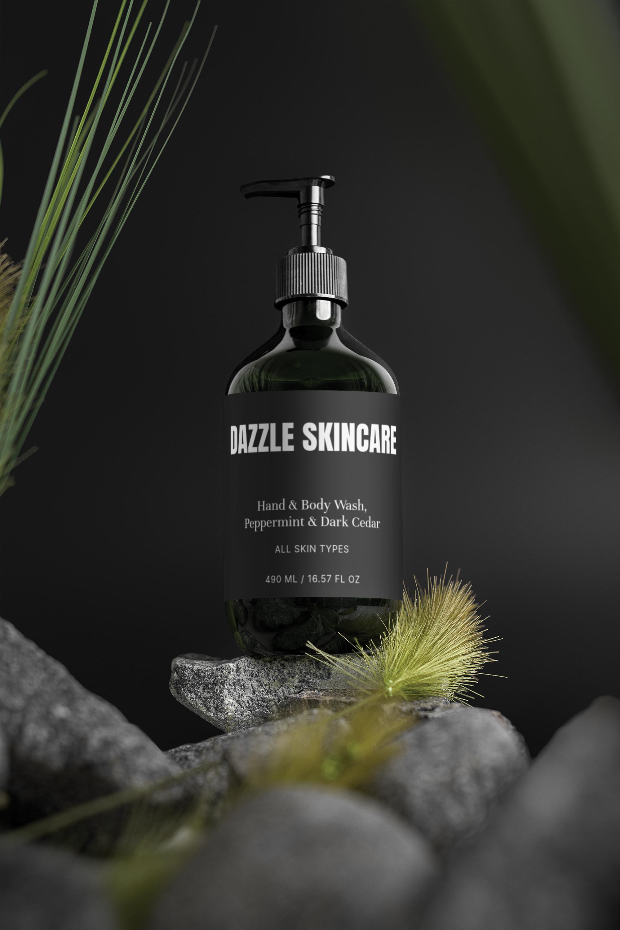 Hand & Body Wash, Peppermint & Dark Cedar